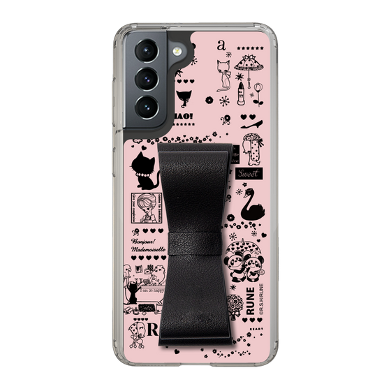 Slim Protection Case - STAND & RING RIBBON Black［ Rune Naito - RUNE Girl Retro & Modern - Pink ］