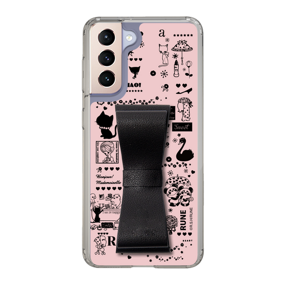 Slim Protection Case - STAND & RING RIBBON Black［ Rune Naito - RUNE Girl Retro & Modern - Pink ］