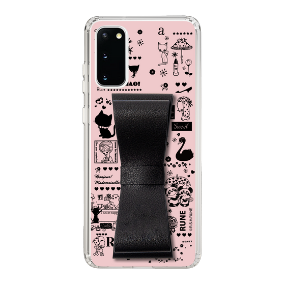 Slim Protection Case - STAND & RING RIBBON Black［ Rune Naito - RUNE Girl Retro & Modern - Pink ］