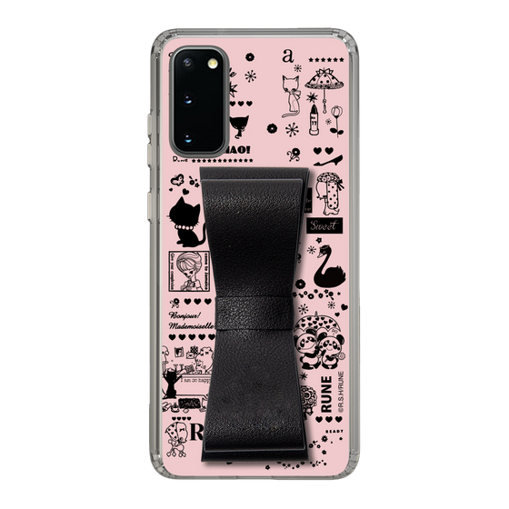 Slim Protection Case - STAND & RING RIBBON Black［ Rune Naito - RUNE Girl Retro & Modern - Pink ］