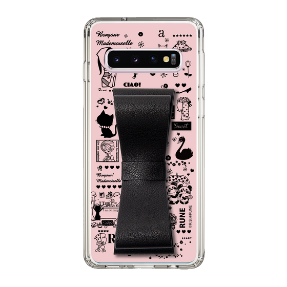Slim Protection Case - STAND & RING RIBBON Black［ Rune Naito - RUNE Girl Retro & Modern - Pink ］