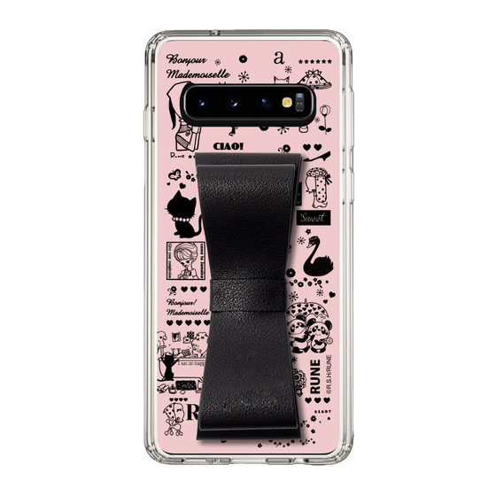 Slim Protection Case - STAND & RING RIBBON Black［ Rune Naito - RUNE Girl Retro & Modern - Pink ］