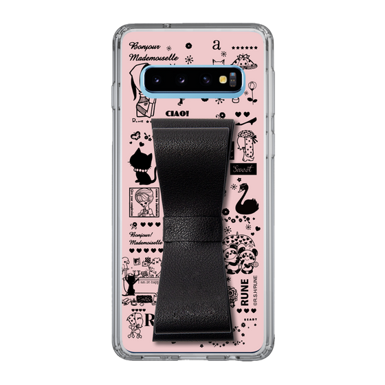 Slim Protection Case - STAND & RING RIBBON Black［ Rune Naito - RUNE Girl Retro & Modern - Pink ］