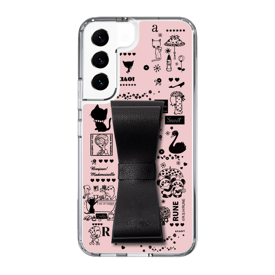 Slim Protection Case - STAND & RING RIBBON Black［ Rune Naito - RUNE Girl Retro & Modern - Pink ］