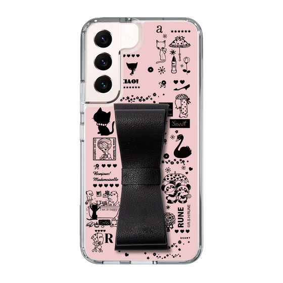 Slim Protection Case - STAND & RING RIBBON Black［ Rune Naito - RUNE Girl Retro & Modern - Pink ］