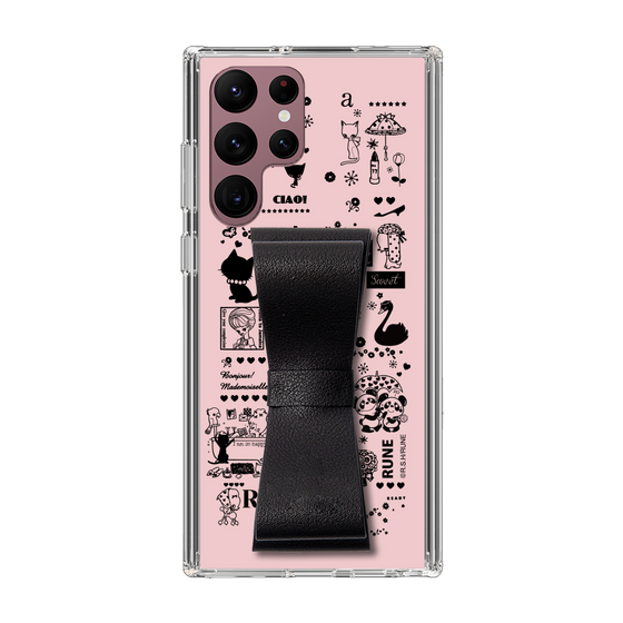 Slim Protection Case - STAND & RING RIBBON Black［ Rune Naito - RUNE Girl Retro & Modern - Pink ］