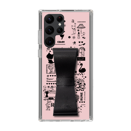 Slim Protection Case - STAND & RING RIBBON Black［ Rune Naito - RUNE Girl Retro & Modern - Pink ］