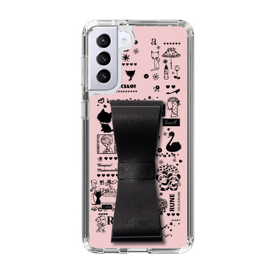 Slim Protection Case - STAND & RING RIBBON Black［ Rune Naito - RUNE Girl Retro & Modern - Pink ］