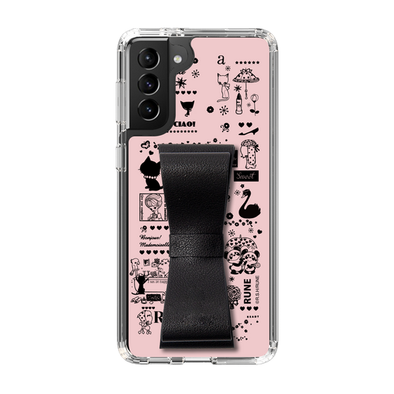 Slim Protection Case - STAND & RING RIBBON Black［ Rune Naito - RUNE Girl Retro & Modern - Pink ］