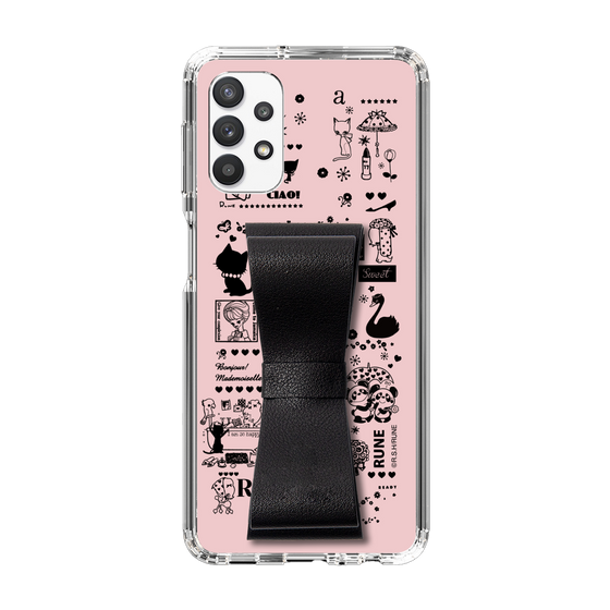 Slim Protection Case - STAND & RING RIBBON Black［ Rune Naito - RUNE Girl Retro & Modern - Pink ］