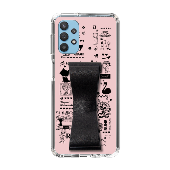 Slim Protection Case - STAND & RING RIBBON Black［ Rune Naito - RUNE Girl Retro & Modern - Pink ］