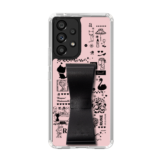 Slim Protection Case - STAND & RING RIBBON Black［ Rune Naito - RUNE Girl Retro & Modern - Pink ］