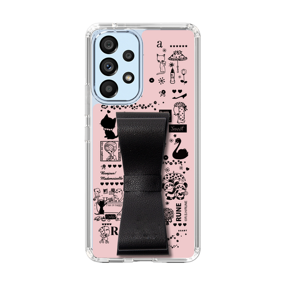 Slim Protection Case - STAND & RING RIBBON Black［ Rune Naito - RUNE Girl Retro & Modern - Pink ］