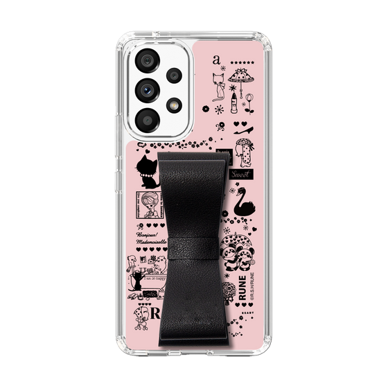 Slim Protection Case - STAND & RING RIBBON Black［ Rune Naito - RUNE Girl Retro & Modern - Pink ］