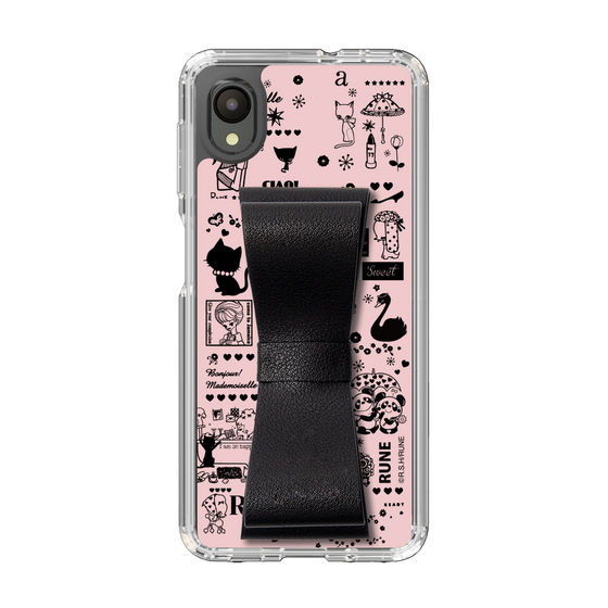 Slim Protection Case - STAND & RING RIBBON Black［ Rune Naito - RUNE Girl Retro & Modern - Pink ］