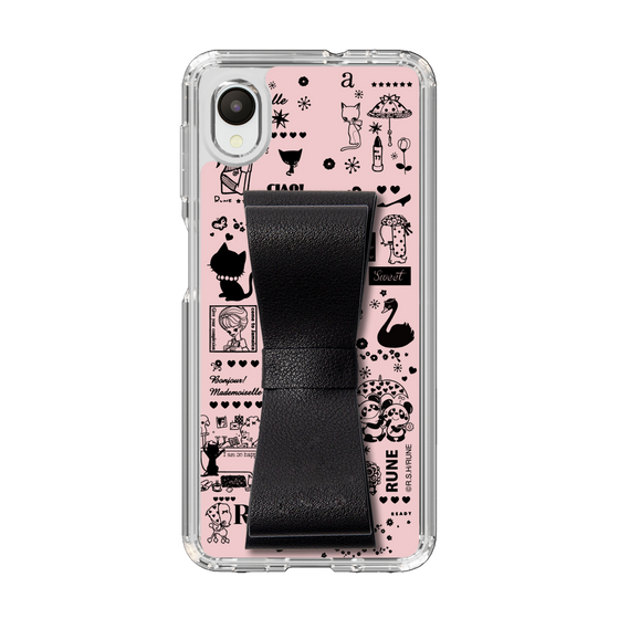 Slim Protection Case - STAND & RING RIBBON Black［ Rune Naito - RUNE Girl Retro & Modern - Pink ］