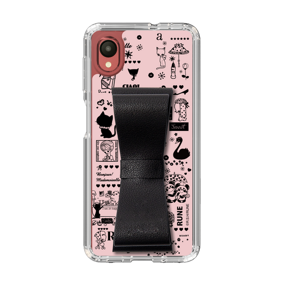 Slim Protection Case - STAND & RING RIBBON Black［ Rune Naito - RUNE Girl Retro & Modern - Pink ］