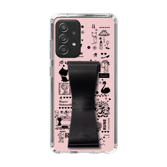 Slim Protection Case - STAND & RING RIBBON Black［ Rune Naito - RUNE Girl Retro & Modern - Pink ］