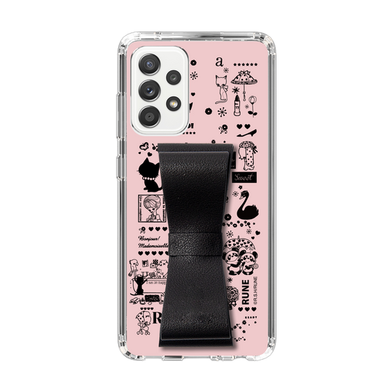 Slim Protection Case - STAND & RING RIBBON Black［ Rune Naito - RUNE Girl Retro & Modern - Pink ］