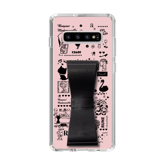 Slim Protection Case - STAND & RING RIBBON Black［ Rune Naito - RUNE Girl Retro & Modern - Pink ］