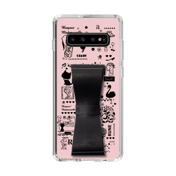 Slim Protection Case - STAND & RING RIBBON Black［ Rune Naito - RUNE Girl Retro & Modern - Pink ］