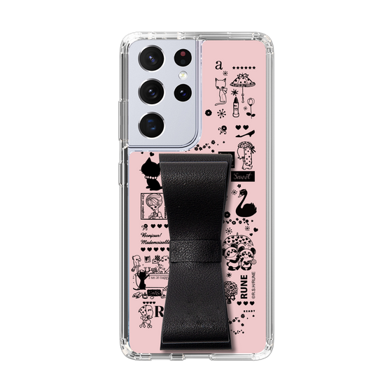 Slim Protection Case - STAND & RING RIBBON Black［ Rune Naito - RUNE Girl Retro & Modern - Pink ］