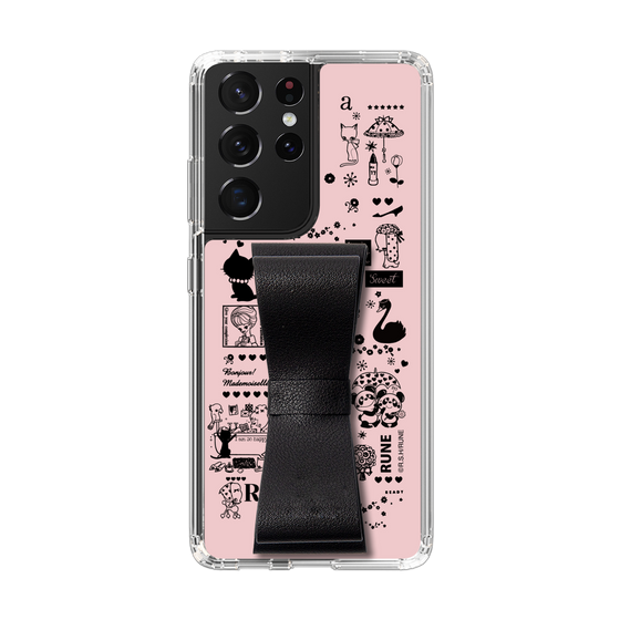 Slim Protection Case - STAND & RING RIBBON Black［ Rune Naito - RUNE Girl Retro & Modern - Pink ］