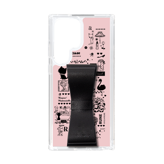 Slim Protection Case - STAND & RING RIBBON Black［ Rune Naito - RUNE Girl Retro & Modern - Pink ］