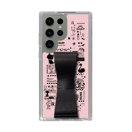 Slim Protection Case - STAND & RING RIBBON Black［ Rune Naito - RUNE Girl Retro & Modern - Pink ］