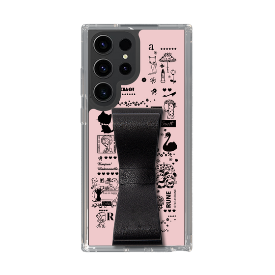 Slim Protection Case - STAND & RING RIBBON Black［ Rune Naito - RUNE Girl Retro & Modern - Pink ］
