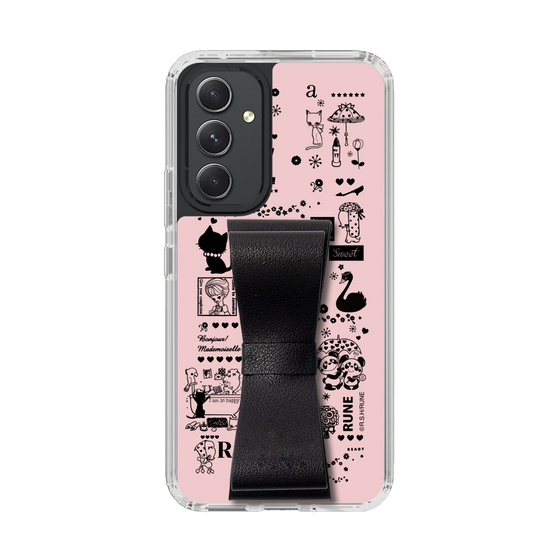 Slim Protection Case - STAND & RING RIBBON Black［ Rune Naito - RUNE Girl Retro & Modern - Pink ］