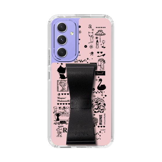 Slim Protection Case - STAND & RING RIBBON Black［ Rune Naito - RUNE Girl Retro & Modern - Pink ］