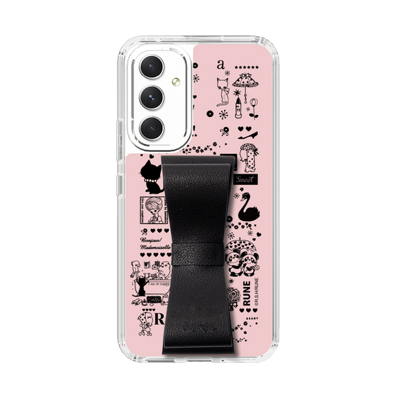 Slim Protection Case - STAND & RING RIBBON Black［ Rune Naito - RUNE Girl Retro & Modern - Pink ］