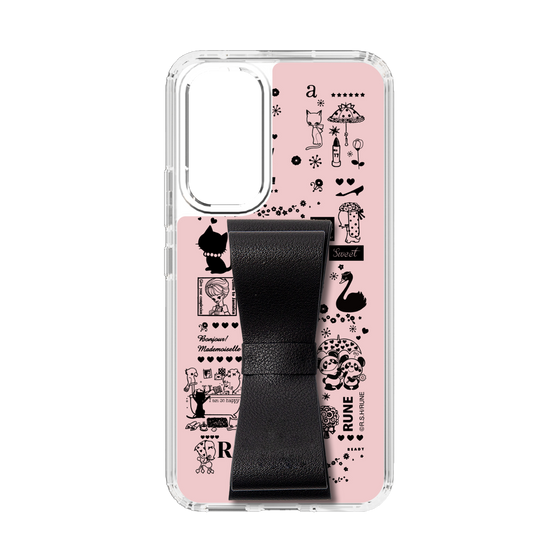Slim Protection Case - STAND & RING RIBBON Black［ Rune Naito - RUNE Girl Retro & Modern - Pink ］