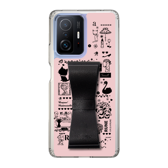 Slim Protection Case - STAND & RING RIBBON Black［ Rune Naito - RUNE Girl Retro & Modern - Pink ］