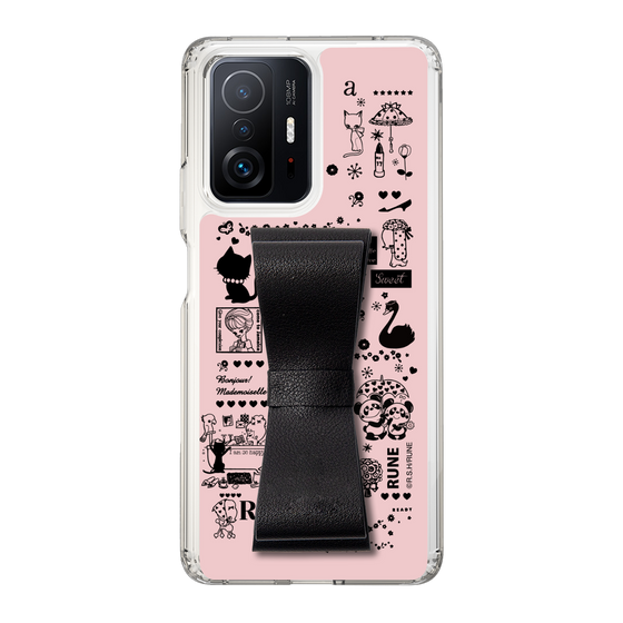 Slim Protection Case - STAND & RING RIBBON Black［ Rune Naito - RUNE Girl Retro & Modern - Pink ］