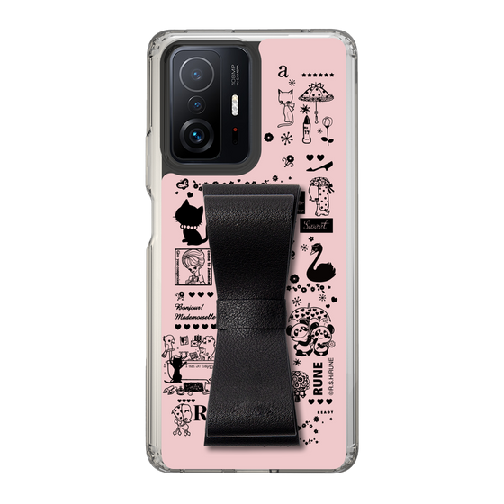 Slim Protection Case - STAND & RING RIBBON Black［ Rune Naito - RUNE Girl Retro & Modern - Pink ］