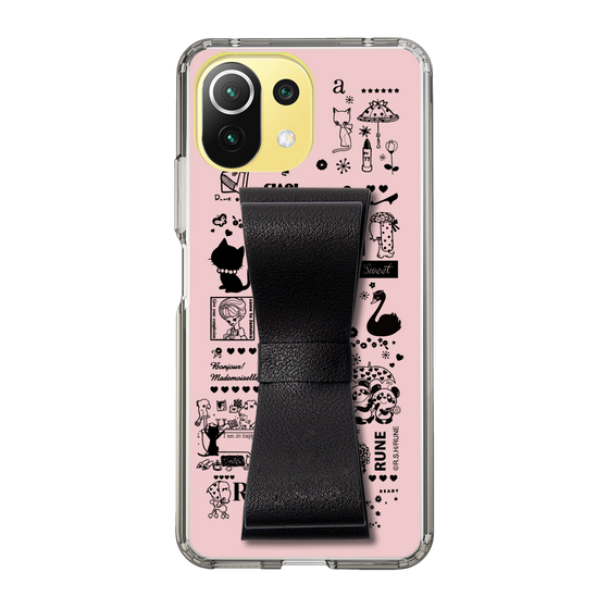 Slim Protection Case - STAND & RING RIBBON Black［ Rune Naito - RUNE Girl Retro & Modern - Pink ］
