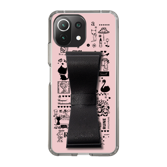 Slim Protection Case - STAND & RING RIBBON Black［ Rune Naito - RUNE Girl Retro & Modern - Pink ］