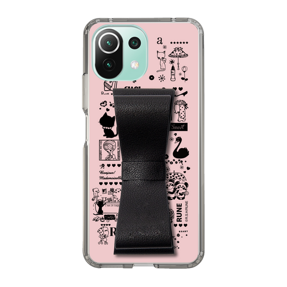 Slim Protection Case - STAND & RING RIBBON Black［ Rune Naito - RUNE Girl Retro & Modern - Pink ］