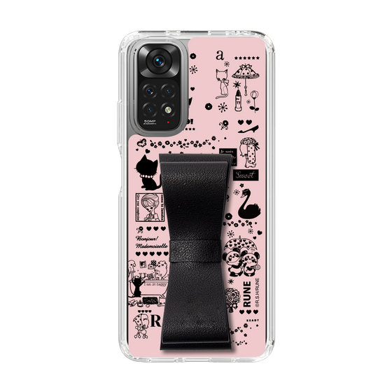 Slim Protection Case - STAND & RING RIBBON Black［ Rune Naito - RUNE Girl Retro & Modern - Pink ］