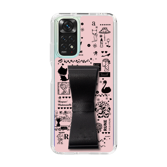 Slim Protection Case - STAND & RING RIBBON Black［ Rune Naito - RUNE Girl Retro & Modern - Pink ］
