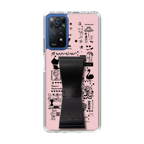 Slim Protection Case - STAND & RING RIBBON Black［ Rune Naito - RUNE Girl Retro & Modern - Pink ］