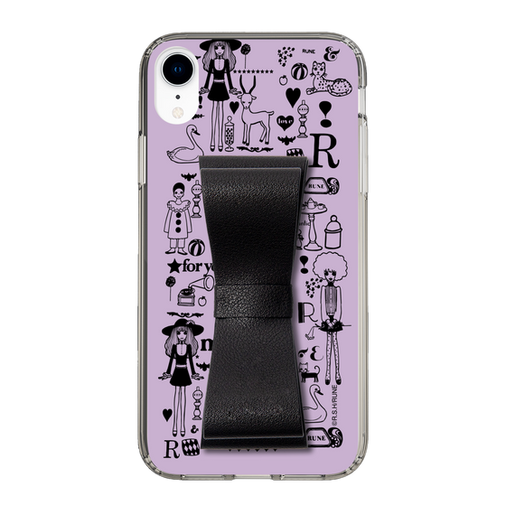 Slim Protection Case - STAND & RING RIBBON Black［ Rune Naito - RUNE Girl Retro & Modern - Purple ］