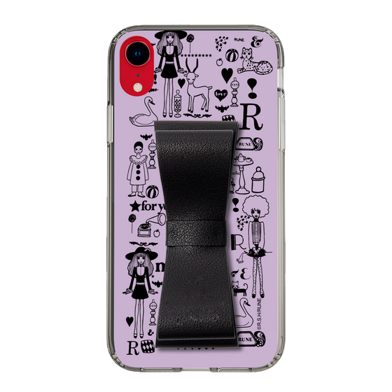 Slim Protection Case - STAND & RING RIBBON Black［ Rune Naito - RUNE Girl Retro & Modern - Purple ］