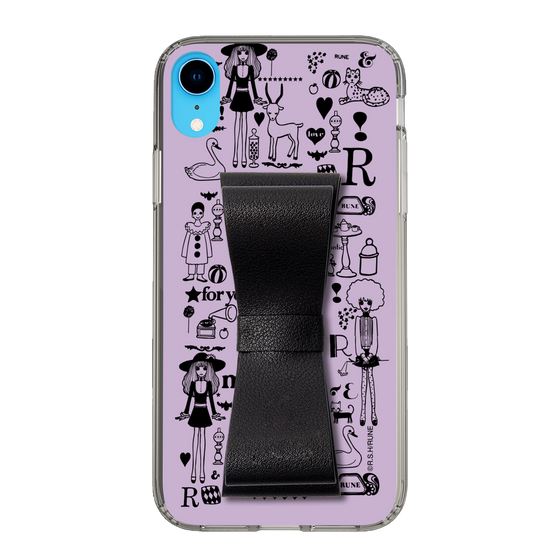 Slim Protection Case - STAND & RING RIBBON Black［ Rune Naito - RUNE Girl Retro & Modern - Purple ］
