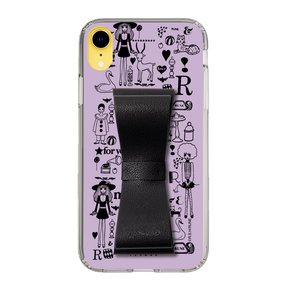 Slim Protection Case - STAND & RING RIBBON Black［ Rune Naito - RUNE Girl Retro & Modern - Purple ］