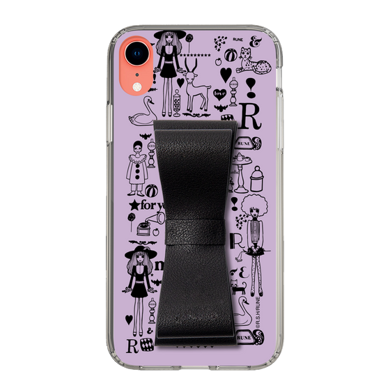 Slim Protection Case - STAND & RING RIBBON Black［ Rune Naito - RUNE Girl Retro & Modern - Purple ］
