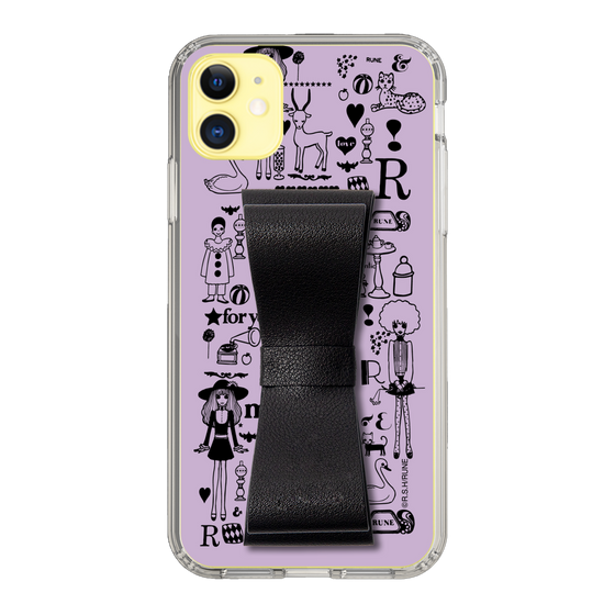 Slim Protection Case - STAND & RING RIBBON Black［ Rune Naito - RUNE Girl Retro & Modern - Purple ］