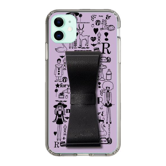 Slim Protection Case - STAND & RING RIBBON Black［ Rune Naito - RUNE Girl Retro & Modern - Purple ］